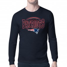 New England Patriots Starter Navy Team Track Graphic Long Sleeve T-Shirt