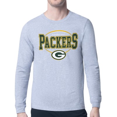Футболка с длинным рукавом Green Bay Packers Starter Heather Gray Team Track Graphic