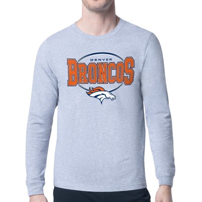 Футболка с длинным рукавом Denver Broncos Starter Heather Gray Team Track Graphic