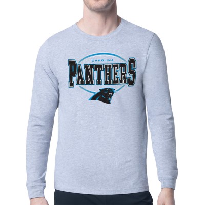Футболка с длинным рукавом Carolina Panthers Starter Heather Gray Team Track Graphic