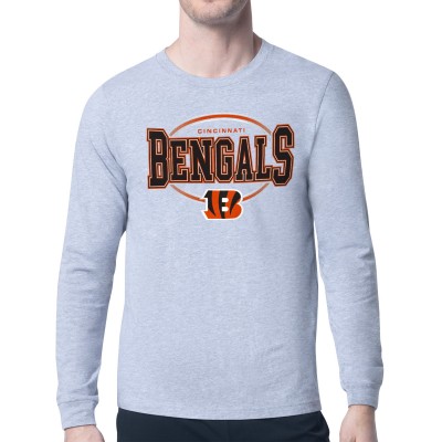 Cincinnati Bengals Starter Heather Gray Team Track Graphic Long Sleeve T-Shirt