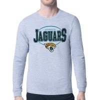 Jacksonville Jaguars Starter Heather Gray Team Track Graphic Long Sleeve T-Shirt