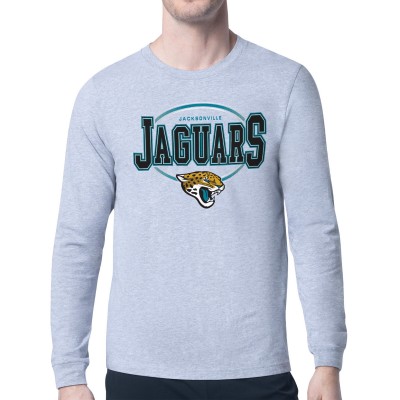 Jacksonville Jaguars Starter Heather Gray Team Track Graphic Long Sleeve T-Shirt
