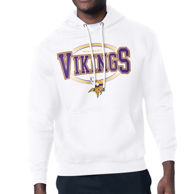 Minnesota Vikings Starter White Team Track Graphic Pullover Hoodie