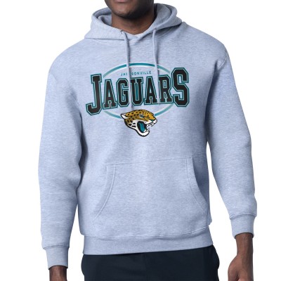Jacksonville Jaguars Starter Heather Gray Team Track Graphic Pullover Hoodie