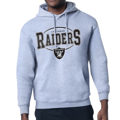 Las Vegas Raiders Starter Heather Gray Team Track Graphic Pullover Hoodie