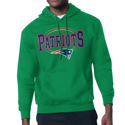 New England Patriots Starter Kelly Green Team Track Graphic Pullover Hoodie
