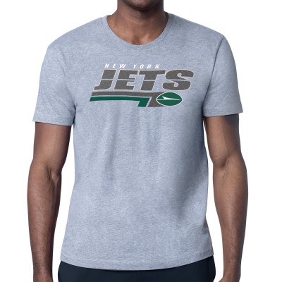 New York Jets Starter Heather Gray Logo Push Graphic T-Shirt