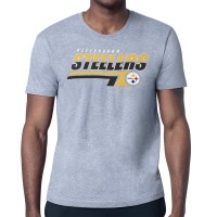 Pittsburgh Steelers Starter Heather Gray Logo Push Graphic T-Shirt