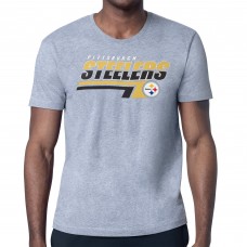 Pittsburgh Steelers Starter Heather Gray Logo Push Graphic T-Shirt
