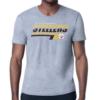 Pittsburgh Steelers Starter Heather Gray Logo Push Graphic T-Shirt