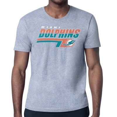 Miami Dolphins Starter Heather Gray Logo Push Graphic T-Shirt