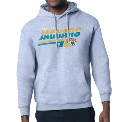 Jacksonville Jaguars Starter Heather Gray Logo Push Graphic Hoodie