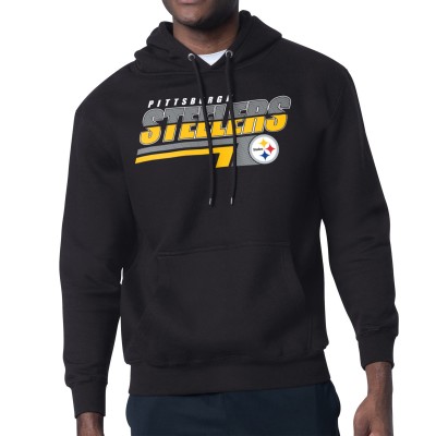 Pittsburgh Steelers Starter Black Logo Push Graphic Hoodie
