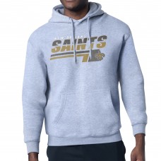 New Orleans Saints Starter Heather Gray Logo Push Graphic Hoodie New Orleans Saints Starter Heather Gray Logo Push Graphic Hoodie