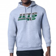 New York Jets Starter Heather Gray Logo Push Graphic Hoodie New York Jets Starter Heather Gray Logo Push Graphic Hoodie