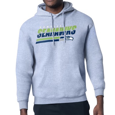 Seattle Seahawks Starter Heather Gray Logo Push Graphic Hoodie