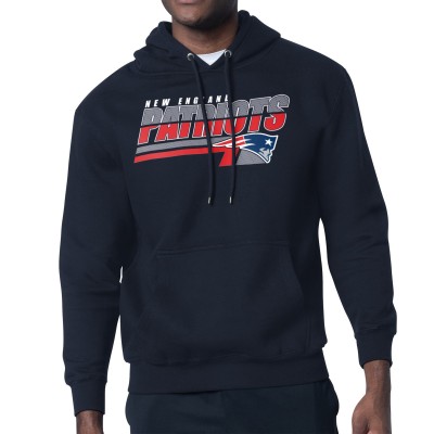 New England Patriots Starter Navy Logo Push Graphic Hoodie