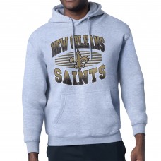 New Orleans Saints Starter Heather Gray Team Grit Graphic Hoodie