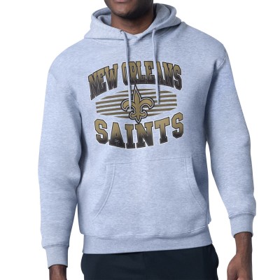 New Orleans Saints Starter Heather Gray Team Grit Graphic Hoodie