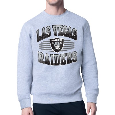 Las Vegas Raiders Starter Heather Gray Team Grit Graphic Fleece Pullover Sweatshirt
