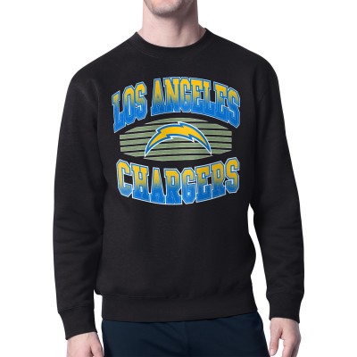 Los Angeles Chargers Starter Black Team Grit Graphic Fleece Pullover Sweatshirt