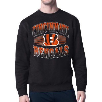 Cincinnati Bengals Starter Black Team Grit Graphic Fleece Pullover Sweatshirt