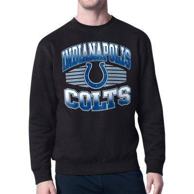 Indianapolis Colts Starter Black Team Grit Graphic Fleece Pullover Sweatshirt