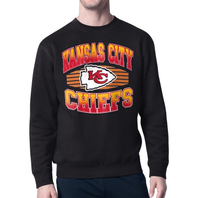 Kansas City Chiefs Starter Black Team Grit Graphic Fleece Pullover Sweatshirt