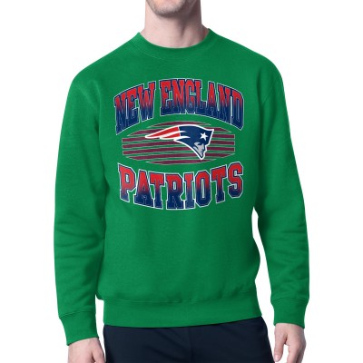 New England Patriots Starter Kelly Green Team Grit Graphic Fleece Pullover Sweatshirt