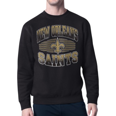 New Orleans Saints Starter Black Team Grit Graphic Fleece Pullover Sweatshirt
