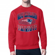 New England Patriots Starter Red Team Grit Graphic Fleece Pullover Sweatshirt