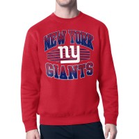 New York Giants Starter Red Team Grit Graphic Fleece Pullover Sweatshirt