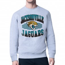 Jacksonville Jaguars Starter Heather Gray Team Grit Graphic Fleece Pullover Sweatshirt