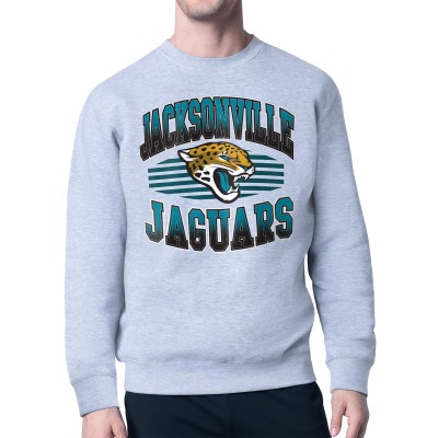Jacksonville Jaguars Starter Heather Gray Team Grit Graphic Fleece Pullover Sweatshirt
