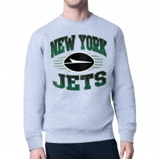 New York Jets Starter Heather Gray Team Grit Graphic Fleece Pullover Sweatshirt New York Jets Starter Heather Gray Team Grit Graphic Fleece Pullover Sweatshirt