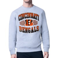 Cincinnati Bengals Starter Heather Gray Team Grit Graphic Fleece Pullover Sweatshirt