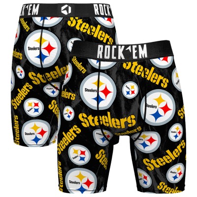Pittsburgh Steelers Rock Em Socks Logo Boxer Briefs
