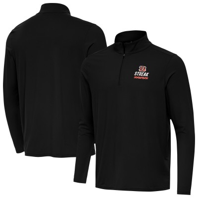 Cincinnati Bengals Antigua Black Streak Intent Quarter-Zip Pullover