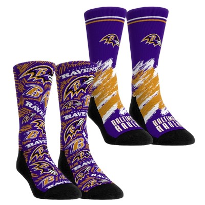 Unisex Baltimore Ravens Rock Em Socks Throwback Two-Pack Crew Socks Set