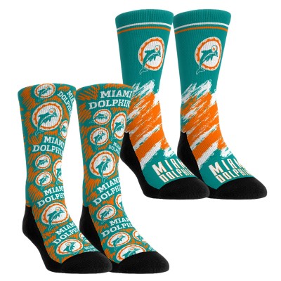 Unisex Miami Dolphins Rock Em Socks Throwback Two-Pack Crew Socks Set