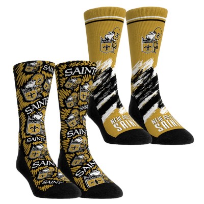 Unisex New Orleans Saints Rock Em Socks Throwback Two-Pack Crew Socks Set