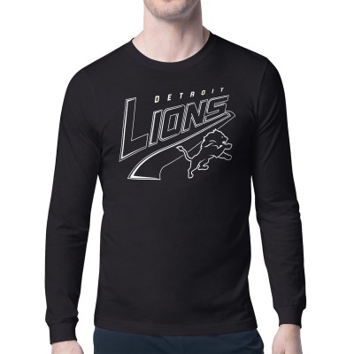 Футболка с длинным рукавом Detroit Lions Starter Black Modern Tailsweep Graphic