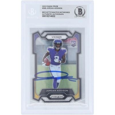 Jordan Addison Minnesota Vikings Autographed 2023 Panini Prizm #368 Beckett Fanatics Witnessed Authenticated Rookie Card