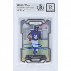 Jordan Addison Minnesota Vikings Autographed 2023 Panini Prizm #368 Beckett Fanatics Witnessed Authenticated 10 Rookie Card