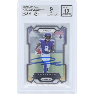 Jordan Addison Minnesota Vikings Autographed 2023 Panini Prizm #368 Beckett Fanatics Witnessed Authenticated 9/10 Rookie Card