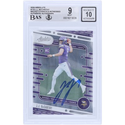 J.J. McCarthy Minnesota Vikings Autographed 2024 Panini Absolute #110 Beckett Fanatics Witnessed Authenticated 9/10 Rookie Card