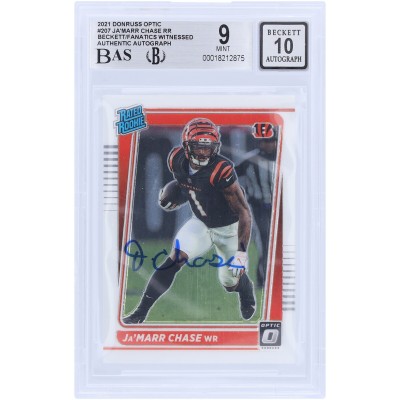 JaMarr Chase Cincinnati Bengals Autographed 2021 Panini Donruss Optic #207 Beckett Fanatics Witnessed Authenticated 9/10 Rookie Card