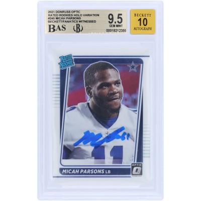 Micah Parsons Dallas Cowboys Autographed 2021 Panini Donruss Optic Holo Variation #245 Beckett Fanatics Witnessed Authenticated 9.5/10 Rookie Card