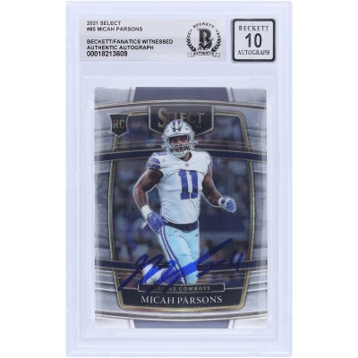 Micah Parsons Dallas Cowboys Autographed 2021 Panini Select Concourse #85 Beckett Fanatics Witnessed Authenticated 10 Rookie Card